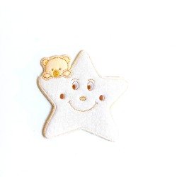 Iron-on Patch - Cream Star with Teddy Bear
